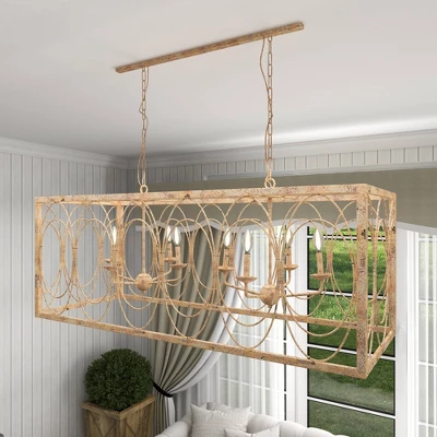 Vintage Metal Chandelier Gold - Olivia & May - Image 4