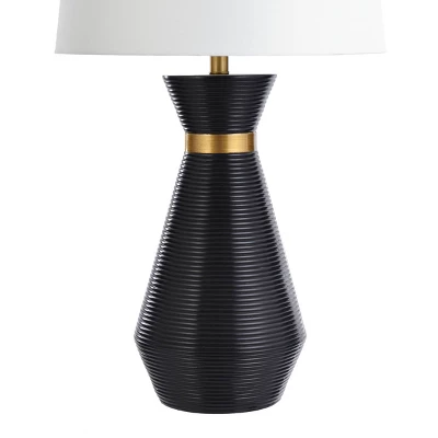 Logan Pear Shaped Sleek Table Lamp With Fabric Shade Black/White - StyleCraft - Image 2