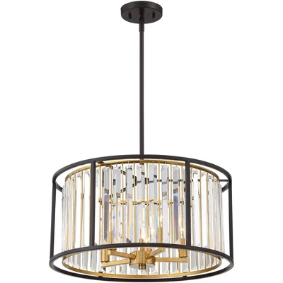 Possini Euro Design Milne Bronze Gold Drum Pendant Chandelier 20" Wide Modern Crystal 5-Light Fixture For Dining Room House Kitchen Island Entryway - Image 6