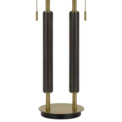 32" Metal/Wood Avellino Desk Lamp With Burlap Shade Antique Brass/Expresso - Cal Lighting - Image 2