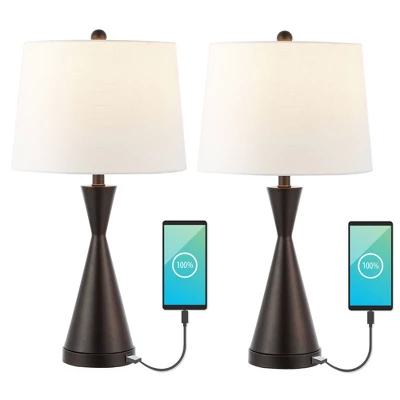 (Set Of 2) 26" Colton Classic French Country Iron LED Table Lamp With USB Charging Port (Includes LED Light Bulb) - JONATHAN Y - Image 10