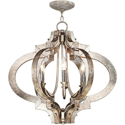 Possini Euro Design Ornament Aged Silver Gold Bronze Chandelier 23 1/4" Wide Industrial 6-Light Fixture For Dining Room Foyer Kitchen Island Entryway - Image 8