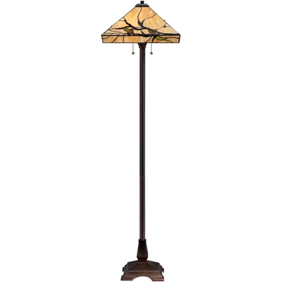 Robert Louis Tiffany Mission Floor Lamp 62" Tall Bronze Handcrafted Tiffany Style Stained Glass For Living Room Reading Bedroom (Colors May Vary) - Image 4