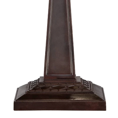 Robert Louis Tiffany Budding Branch Mission Table Lamp 24" High Bronze With Table Top Dimmer Art Glass Square Shade For Bedroom Living Room Bedside - Image 3