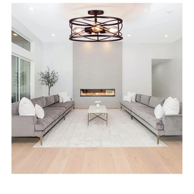 Defong 4-Light 17-Inch Semi Flush Mount Light For Bedroom, Living Room, Kitchen