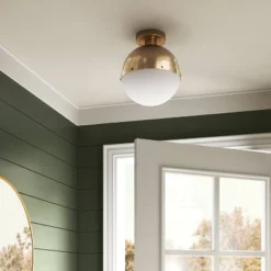 Globe Flush Mount Light Fixture Brass/White - Thresholdâ˘