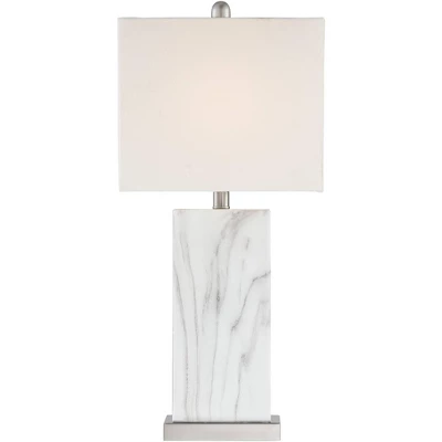 360 Lighting Connie Modern Table Lamps 25" High Set Of 2 White Faux Marble With USB Charging Ports Rectangular Shade For Living Room Office Desk House - Image 7