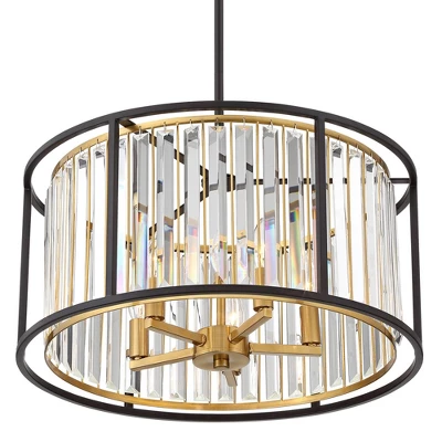 Possini Euro Design Milne Bronze Gold Drum Pendant Chandelier 20" Wide Modern Crystal 5-Light Fixture For Dining Room House Kitchen Island Entryway - Image 4