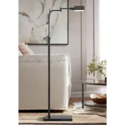Possini Euro Design Keegan Traditional Pharmacy Floor Lamp 54" Tall Dark Bronze Adjustable Swing Arm Metal Shade For Living Room Reading Bedroom