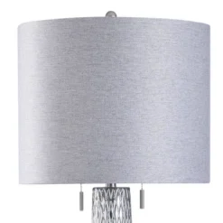 Elyse Diamond Plate Textured Glass Table Lamp With Heathered Designer Shade Gray - StyleCraft