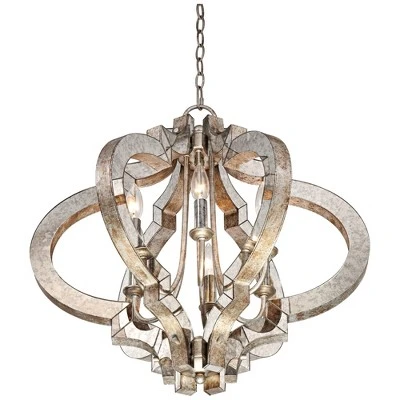 Possini Euro Design Ornament Aged Silver Gold Bronze Chandelier 23 1/4" Wide Industrial 6-Light Fixture For Dining Room Foyer Kitchen Island Entryway - Image 6