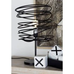 Metal Accent Lamp With Ring Shade Black - Olivia & May