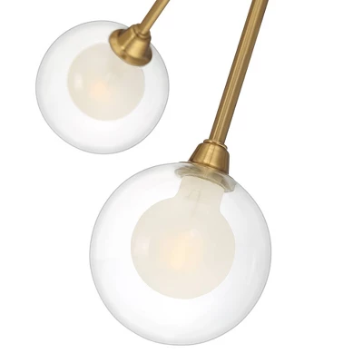 Possini Euro Design Spheres Modern Ceiling Light Flush Mount Fixture 28" Wide Warm Brass 9-Light LED Clear Globe Glass For Bedroom Kitchen Living Room - Image 2