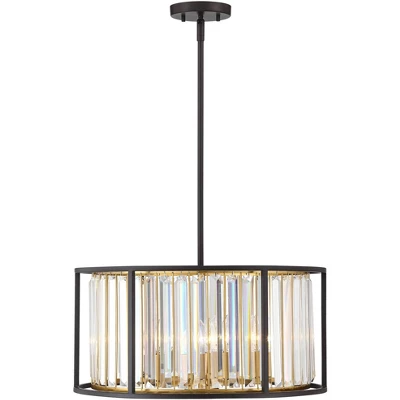 Possini Euro Design Milne Bronze Gold Drum Pendant Chandelier 20" Wide Modern Crystal 5-Light Fixture For Dining Room House Kitchen Island Entryway - Image 5