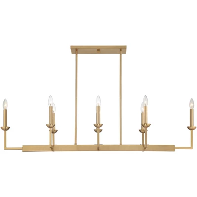Possini Euro Design Kime Gold Linear Pendant Chandelier 50" Wide Modern 8-Light Fixture For Dining Room House Foyer Kitchen Island Entryway Bedroom - Image 5
