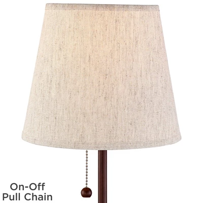 360 Lighting Justin Modern Accent Table Lamps 18 1/4" High Set Of 2 Marbled Bronze Metal With USB Charging Ports Oatmeal Drum Shade For Bedroom Desk - Image 6