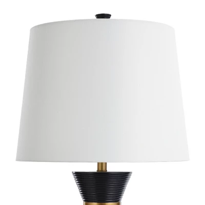 Logan Pear Shaped Sleek Table Lamp With Fabric Shade Black/White - StyleCraft