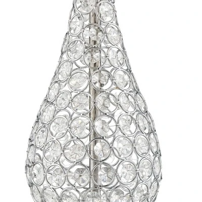 360 Lighting Sergio Modern Accent Table Lamps 23 1/2" High Set Of 2 Chrome Clear Acrylic With USB Charging Port Blue Softback Drum Shade For Home Desk - Image 3