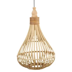 1-Light Armsfield Bell Pendant With Wood Shade Brown - EGLO