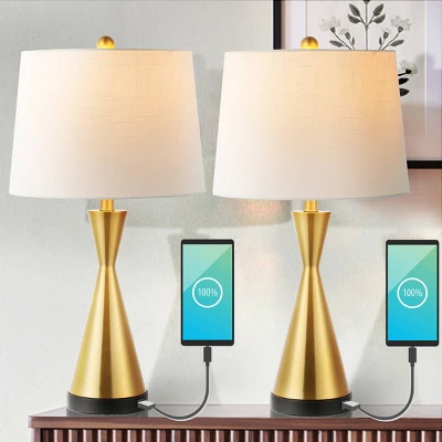 (Set Of 2) 26" Colton Classic French Country Iron LED Table Lamp With USB Charging Port (Includes LED Light Bulb) - JONATHAN Y - Image 3