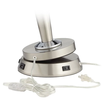 360 Lighting Modern Table Lamp With USB And AC Power Outlet Workstation Charging Base 24.5" High Brushed Nickel Droplet Living Room Desk Bedroom - Image 4