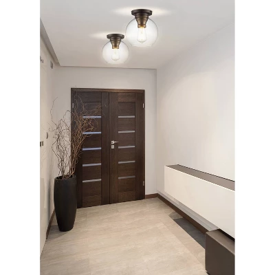 7.75" Metal/Glass Atlas Flush Mount (Includes Energy Efficient Light Bulb) - JONATHAN Y - Image 4