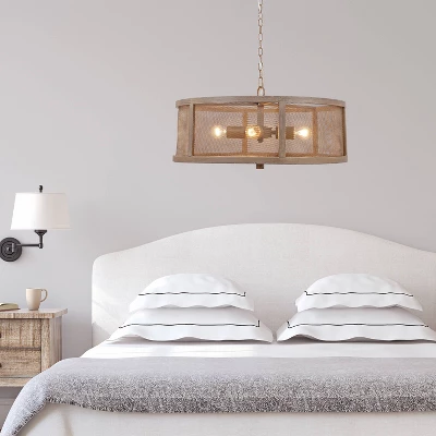 18" Metal Dixsie Caged Farmhouse Chandelier Woodgrain - River Of Goods - Image 5