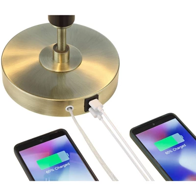 Possini Euro Design Possini Euro® Wyndham Desk Lamp With Glass Shade And Dual USB Ports - Image 3