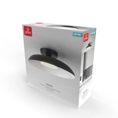 1-Light LED Integrated Matte Black Flush Mount Ceiling Light - Globe Electric - Image 2