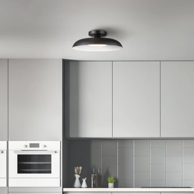 1-Light LED Integrated Matte Black Flush Mount Ceiling Light - Globe Electric - Image 3