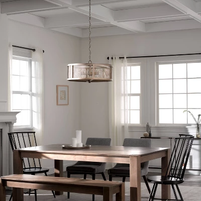 18" Metal Dixsie Caged Farmhouse Chandelier Woodgrain - River Of Goods - Image 4