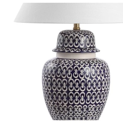 28.5" Ceramic/Iron Coastal Modern Table Lamp Blue/White (Includes LED Light Bulb) - JONATHAN Y - Image 2