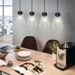 4-Light Montey Linear Glass Penadant Matte Black - EGLO