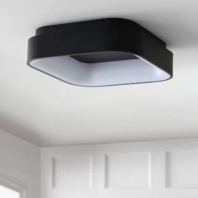 17.75" Metal Rafael Flush Mount (Includes Energy Efficient Light Bulb) Black - JONATHAN Y - Image 2