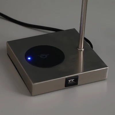 21.5" Modern Metal Table Lamp With USB Charging Port Gray - Ore International - Image 4