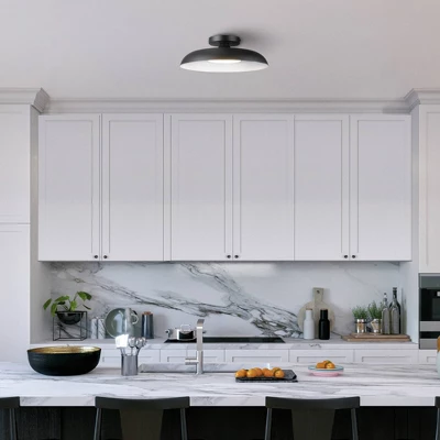 1-Light LED Integrated Matte Black Flush Mount Ceiling Light - Globe Electric - Image 8