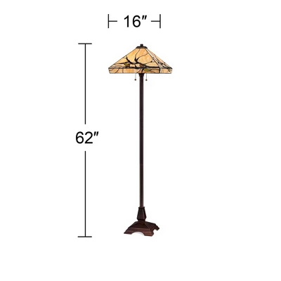 Robert Louis Tiffany Mission Floor Lamp 62" Tall Bronze Handcrafted Tiffany Style Stained Glass For Living Room Reading Bedroom (Colors May Vary) - Image 5
