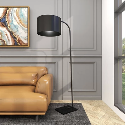 Traditional Metal Floor Lamp Black - Olivia & May - Image 8