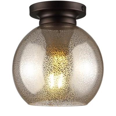 7.75" Metal/Glass Atlas Flush Mount (Includes Energy Efficient Light Bulb) - JONATHAN Y - Image 6