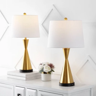 (Set Of 2) 26" Colton Classic French Country Iron LED Table Lamp With USB Charging Port (Includes LED Light Bulb) - JONATHAN Y