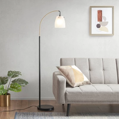 Bristol Arched Floor Lamp Matte Black Base/Frosted Shade - Ink+Ivy