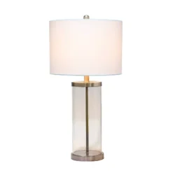 Entrapped Glass Table Lamp With Fabric Shade Brushed Nickel - Lalia Home