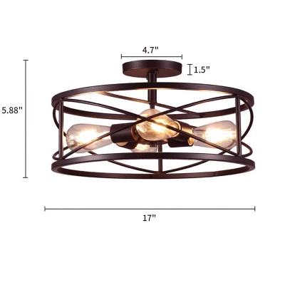 Defong 4-Light 17-Inch Semi Flush Mount Light For Bedroom, Living Room, Kitchen - Image 2