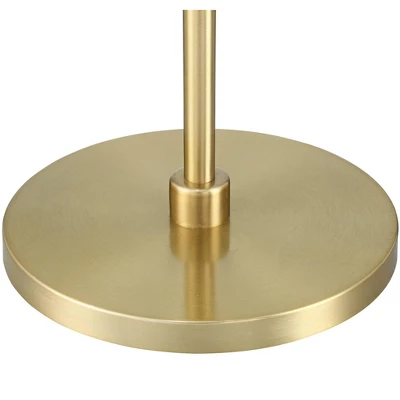 360 Lighting Modern Art Deco Arc Floor Lamp 64" Tall Warm Gold Metal White Fabric Drum Shade For Living Room Reading Family Bedroom Office House Home - Image 3