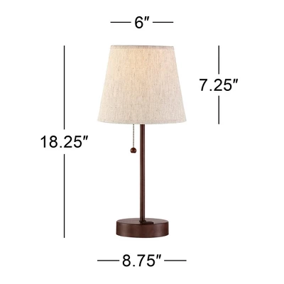 360 Lighting Justin Modern Accent Table Lamps 18 1/4" High Set Of 2 Marbled Bronze Metal With USB Charging Ports Oatmeal Drum Shade For Bedroom Desk - Image 5