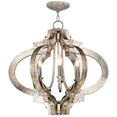 Possini Euro Design Ornament Aged Silver Gold Bronze Chandelier 23 1/4" Wide Industrial 6-Light Fixture For Dining Room Foyer Kitchen Island Entryway - Image 7