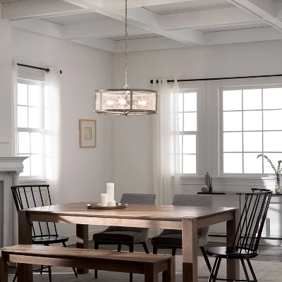 18" Metal Dixsie Caged Farmhouse Chandelier Woodgrain - River Of Goods - Image 2