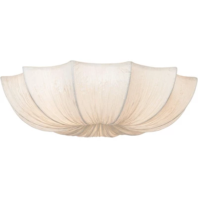 Possini Euro Design Planetarium Modern Ceiling Light Flush Mount Fixture 21" Wide Chrome 3-Light Ivory Fabric Scalloped Bowl For Bedroom Living Room - Image 6